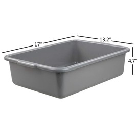 Cand Grey Commercial Bus Tubs, 13 L Plastic Bus Box/Wash Basin, 4 Packs