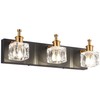 PRESDE Modern Black Bathroom Vanity Light Fixtures Over Mirror LED Crystal 3 Light Bath Wall Lighting(Exclude Bulb)