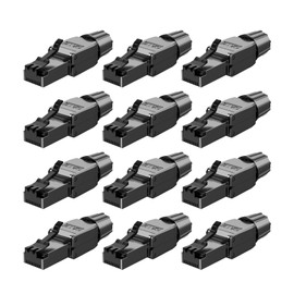 ZOERAX RJ45 Netzwerk-Stecker Cat 8, Ethernet LAN Kabel Anschluss (12, Schwarz, Cat 7)