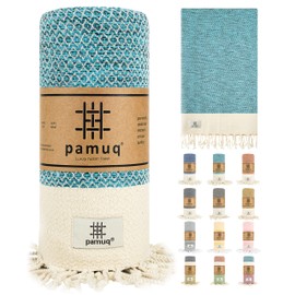 Pamuq® Beach Towel - XXL Sauna Towel / Bath Towel - Large Cotton Hammam Towel - Oeko-Tex® Shower Towel / Pestemal Hand Towel / Fouta / Pareo / Yoga Towel / Sports Towel / Sarong - For Men and Women