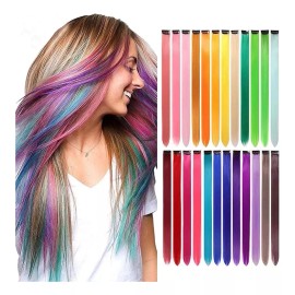 extensiones de cabello de colores Cortinas Clips Para Extensiones Cabello Colores Sintético