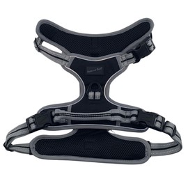 Hem and Boo Dog Harness, Sport Style, No-pull Reflective Stitching, Grab Handle, Matching Accessories (Black, XL)