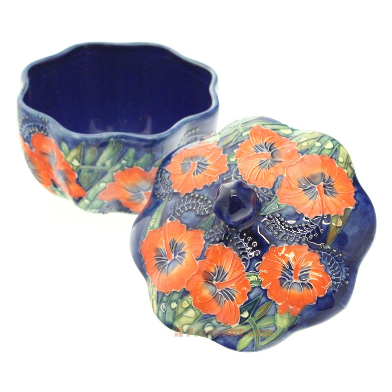 Old Tupton Ware Hibiscus - Round Clam-shaped trinket box, 5