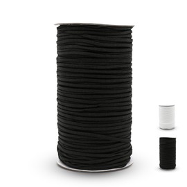 DOJA Barcelona Elastic band, pack of 1 spool of 200 m, black cord elastic, diameter 2.7 mm, polyamide and elastane, durable elastic cord for bracelets, rubber rope for sewing.