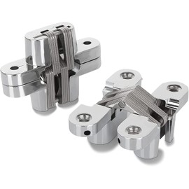 Pair of 7cm Length Hidden gate Hinge Stainless Steel Invisible Door Hinges Concealed Barrel Wooden Box Silver（2-3/4 inch