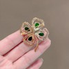 Rhinestone Green Clover Hat Enamel Brooch Lucky Shamrock Irish Pins