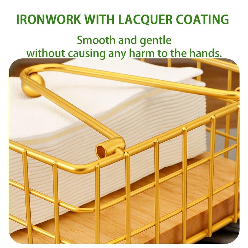 Metal Napkin Holder with Wood Base – Modern Freestanding Paper