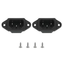 uxcell C14 Panel Mount Plug Adapter AC 250V 10A 3 Pins IEC Inlet Module Plug with Screws Power Connector Socket with Cover 2pcs
