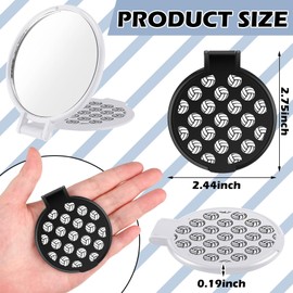 RattanView 24 Pcs Volleyball Compact Mirror Volleyball Gifts Sport Party Supplies 2.75 Inches Pocket Purse Mirror for Women Makeup Folding for Team Accessories Supplies (Black and White)