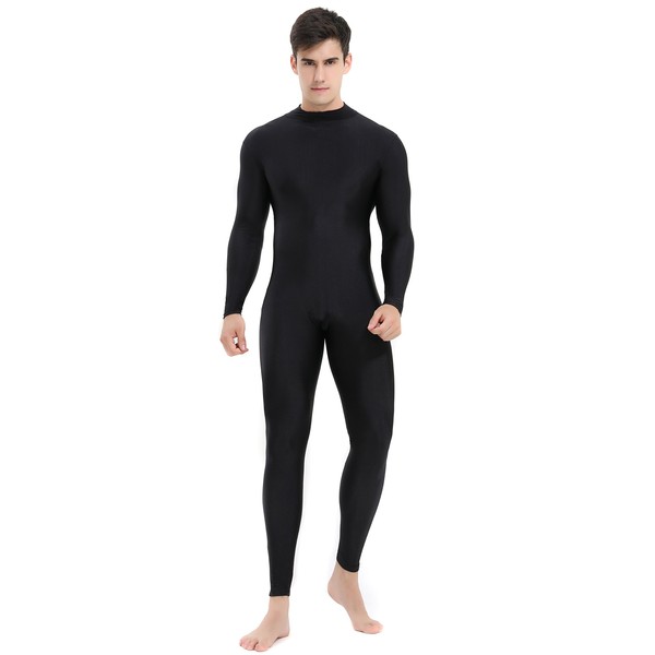 speerise Mens Spandex Bodysuit Long Sleeve Unitard Zipper Dance Leotard Bodysuit for Men Costume