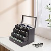 MUSESPANI 4-Layer 24-Slot PU Leather Eyeglass Organizerm, Lockable Sunglass Storage