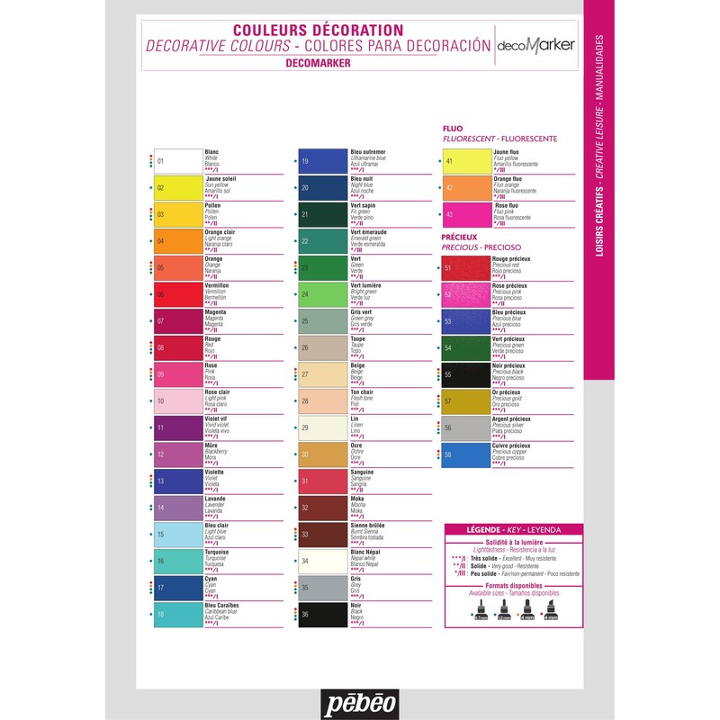 PEBEO INC PEBEO Markers 3/PKG BLK/WHT/SI, Black, White & Silver,