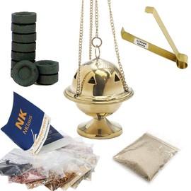 NKlaus 40632 Starter Pack Incense Swivels Set 14 Pieces with Incense Mixtures Frankincense Resins