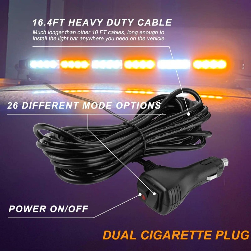 29.5Inch 54 LED Strobe Light Bar Double Side Flashing High