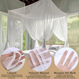 BATINO Mosquito Net Bed for Double Bed, Single Bed, 1.9 m x 2.1 m x 2.4 m, Mosquito Net Bed, 4 Entries, Square Mosquito Net, Fly Net, Mosquito Nets for Travel and Home, Indoor, Outdoor, with Carry Bag