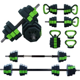 Adjustable Dumbbell Set, Exercise & Fitness Dumbbells, Adjustable Dumbbell Weights, 44lbs Barbell Weight Set for Home Gym Exercise used as Dumbbells, Barbell or Kettlebells, Multiple Options