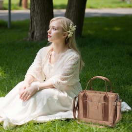 PHEBEN Tote Bag for Women Waterproof Shoulder Bags Stylish Handbag Purse Durable Travel Messenger for Daily Use, Work, Shopping (Brown)