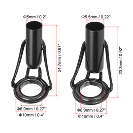 PATIKIL Fishing Rod Tips Repair Kit 5mm/5.5mm Tube Dia, 6 Pcs Stainless Steel Ring Guide for Saltwater Freshwater Fishing, Black