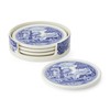 Spode Blue Italian Ceramic Coasters with Holder - Set of