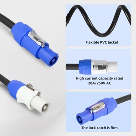 yinyu PowerCon Cable AC OFC 14 AWG Power Cable for LED Screen Beam Moving Head Light Extension Speakon Cables (10FT)