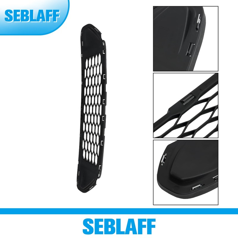 SEBLAFF Lower Grille and Chrome Molding Trim Assembly Black Grill