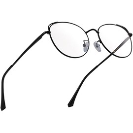 XFentech Blue Light Filter Glasses - Women Men UV400 Protection Classic Metal Oval Frame Clear Lens Glasses Decorative Glasses Gaming Computer Glasses, C3 Black