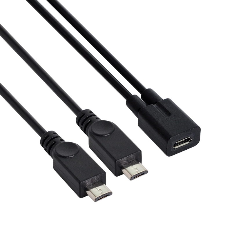 cablecc Micro USB Female to 2X Micro USB Male Splitter