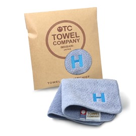 TOWEL COMPANY Imabari Towel, Handkerchief, 8.7 x 8.7 inches (22 x 22 cm), Gift, Embroidery, Initial (Alphabet, H-(Grey)