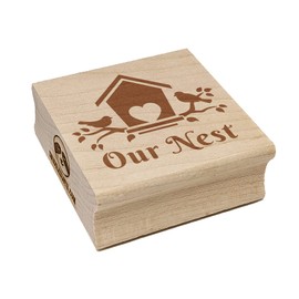 Our Nest Bird House Home Love Square Rubber Stamp for Stamping Crafting - 1.75in Medium