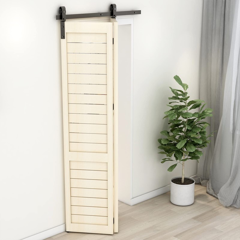 CCJH 42" Bi-Folding Sliding Barn Door Hardware Kit for 2