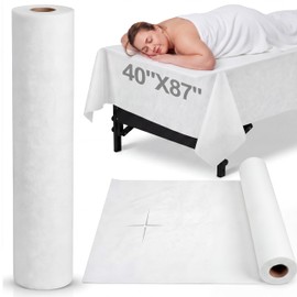 SmoothNovelty 1 Roll Extra Large Disposable Massage Table Sheets 87" x 40" with Pre-cut Face Hole, 50 Sheets Non-woven Waterproof Spa Bed Cover for Massage, Tattoo, Facial, Salon Professional Supplies