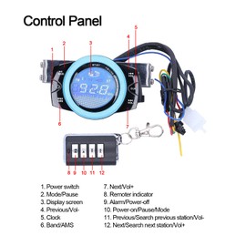 Motorradradio, Motorrad-Stereoanlage mit Fernbedienung, Schlüsselanhänger, DC 12 V, 87,5–108 MHz, Motorradlautsprecher für Motorräder