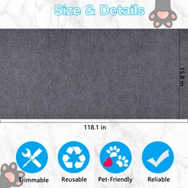 Cat Scratching Mat - 118"x16" Trimmable Cat Scratching Carpet Mat, Large Self-Adhesive DIY Cat Scratch Mat Roll, Cat Tree Shelves Replacement Mat Pad, Couch Furniture Protector, Toy Ball&Strong Tape