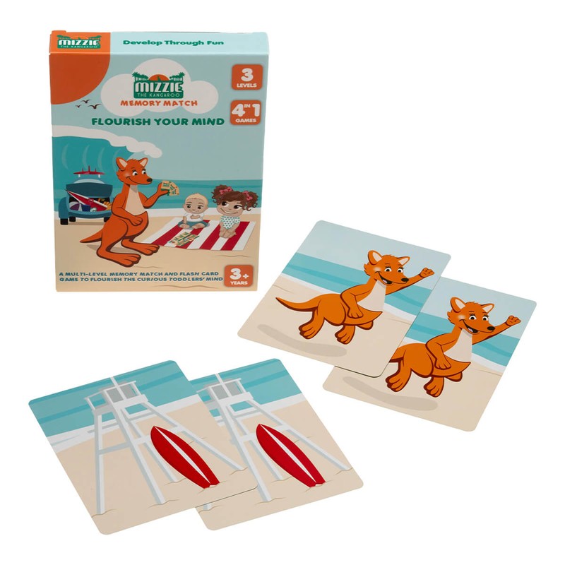 Mizzie Memory Match 4-in-1 Flash Card Game Set, 1 Set
