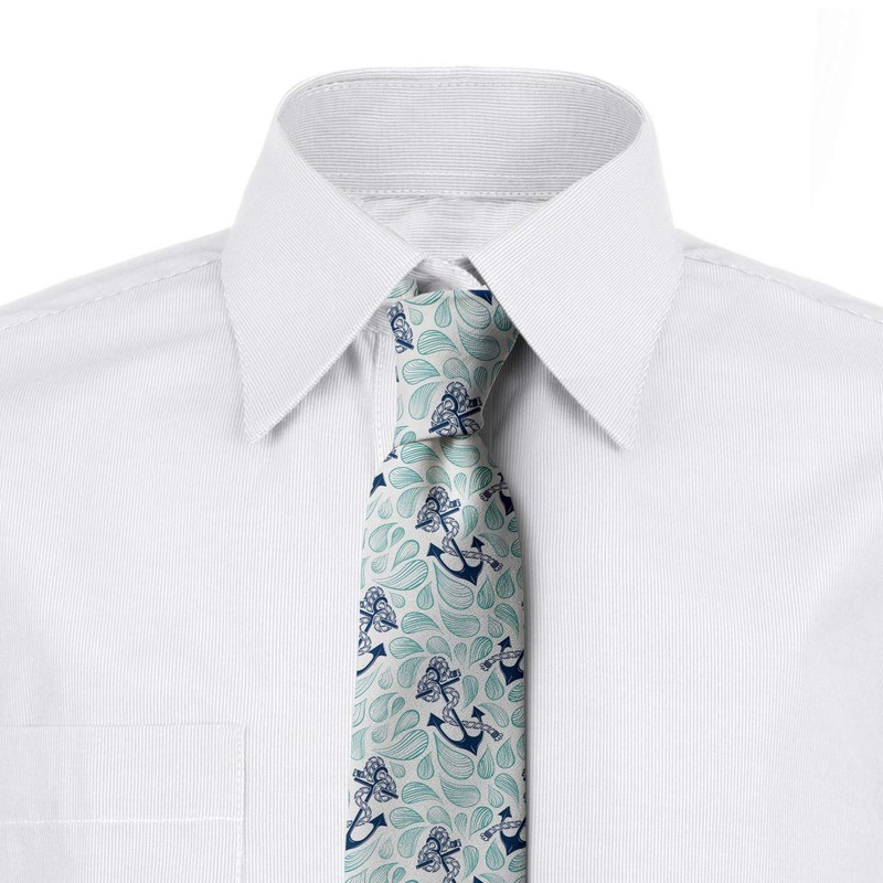 Ambesonne Necktie, Ocean Drop Navy, 3.7", Mint Green