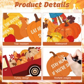 Fall Health Habits Bulletin Board Decorations Set Thanksgiving Classroom Decoration Maple Leaves Autumn Pumpkin Accents Healthy Habits Cutouts for Thanksgiving Autumn Classroom School Wall Decor