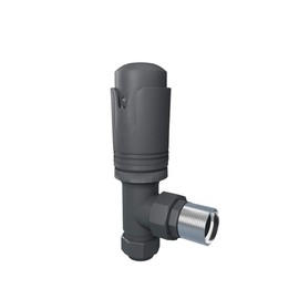 NRG Angled TRV Thermostatic Radiator Valve with Free Manual Angled Valve Anthracite