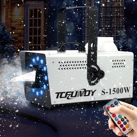 TCFUNDY Snow Machine with 12 LED Lights, 1500W Snow Snowflake Making Machine with 9 Color Lights Effect Snowflake Maker with Remote Control for Christmas Wedding Kids Party Stage