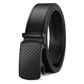CHAOREN Black Belt - Mens Belt Leather 1 3/8" for Casual Jeans - Micro Adjustable Belt Fit Everywhere