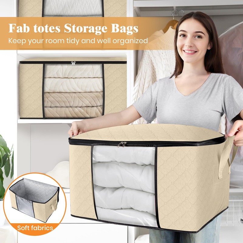 Fab totes 6 Pack Clothes Storage, Foldable Thick Fabric Blanket