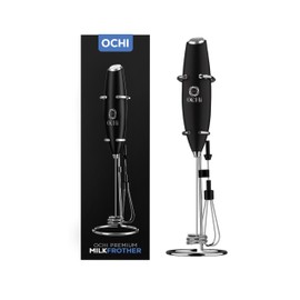 OCHI Powerful Milk Frother & Egg Beater - Powerful Electric Handheld Frother & Whisk for Coffee, Lattes, Cappuccino, Hot Chocolate & Coffee Creamer - Ultra Fast Foam Maker & Drink Mixer (Black)