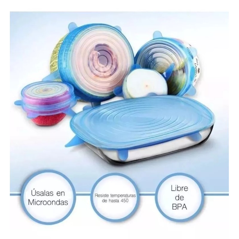 Compraymas Tapas De Silicon Cocina Garrafon Reutilizables Flexibles 6pz