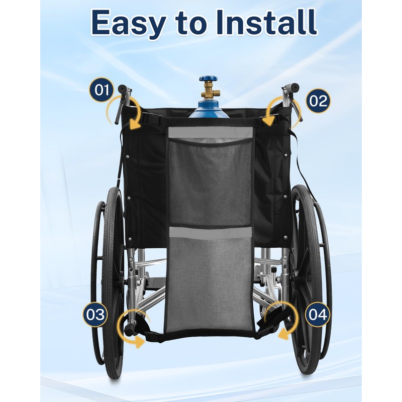 Oxygen Tank Holder for Wheelchairs, Walkers & Scooters - Reflective