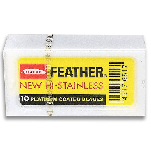 Feather New Hi-Stainless Platinum Coated Double Edge Blade 1 Packet x 10 Blades