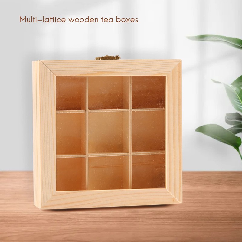 Juwacoo Tea Box with 9 Compartments, Tea Bag Organiser, Tea