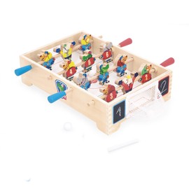Janod - Mini Wooden Table Football for Children - Ice Hockey Theme - Develops Exchange and Sharing - FSC Product - from 3 Years Old - J03367