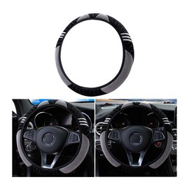 JNNJ Non-Slip Steering Wheel Cover, Car Steering Wheel Cover, Winter Warm Steering Wheel Protector, Steering Wheel Cover, Winter, Plush Steering Wheel Cover, Universal Vehicle Interior (Grey)