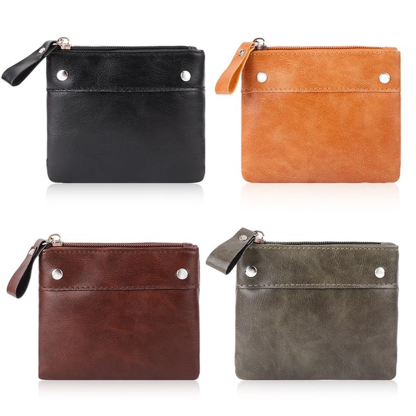 Oyachic Pack of 4 Leather Coin Purse Leather Coin Purse