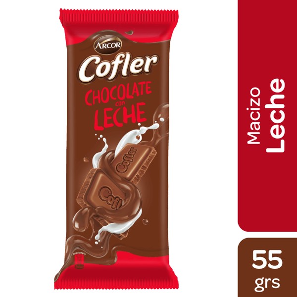Arcor Cofler con Leche Macizo Milk Chocolate Bar, 55 g / 1.94 oz bar (box of 10 bars)