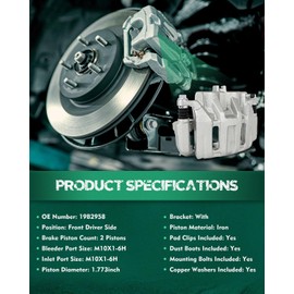 AUTOMUTO Front Left 19B2958 Disc Brake Caliper With Bracket For Acura RDX 07-12 For Honda Accord Crosstour 10-11 For Honda Crosstour 12-15 For Honda CR-V 07-16 For Honda Odyssey 05-10